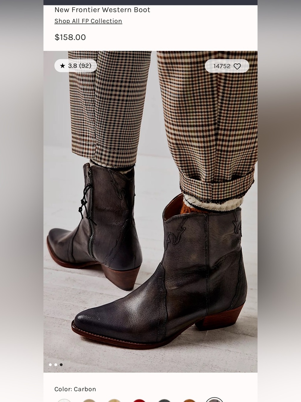 Free People Carbon Black Western Boots
